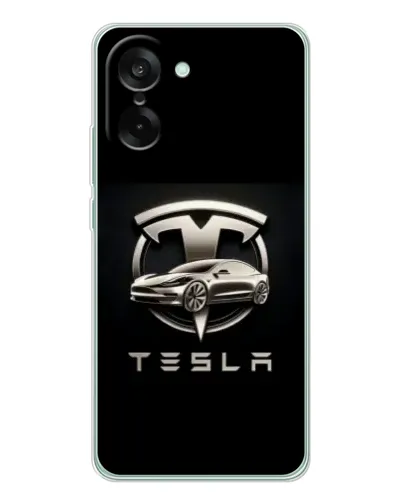 Чехол для OnePlus Nord CE 5 с картинкой «Tesla — серебристое авто»