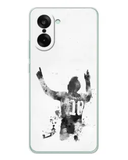 Чехол для OnePlus Nord CE 5 с картинкой «Черно-белый силуэт Месси»