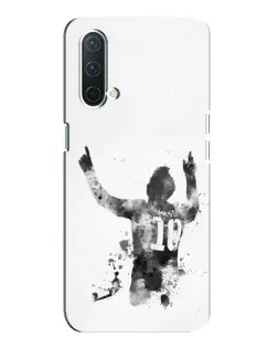 Чехол для OnePlus Nord CE 5G с картинкой «Черно-белый силуэт Месси»