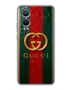 Чехол для OnePlus Nord CE4 Lite с картинкой «Gucci — фирменная полоса и золото» Чехол для OnePlus Nord CE4 Lite с картинкой «Gucci — фирменная полоса и золото»