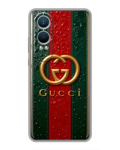Чехол для OnePlus Nord CE4 Lite с картинкой «Gucci — фирменная полоса и золото» Чехол для OnePlus Nord CE4 Lite с картинкой «Gucci — фирменная полоса и золото»