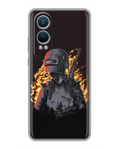 Чехол для OnePlus Nord CE4 Lite с картинкой «PUBG — огненный силуэт»