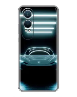 Чехол для OnePlus Nord CE4 Lite с картинкой «Tesla в неоне»