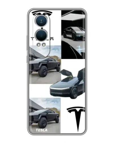 Чехол для OnePlus Nord CE4 Lite с картинкой «Коллаж Cybertruck Tesla»