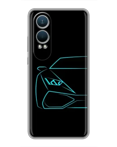 Чехол для OnePlus Nord CE4 Lite с картинкой «Голубой силуэт Lamborghini» Чехол для OnePlus Nord CE4 Lite с картинкой «Голубой силуэт Lamborghini»