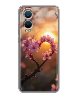 Чехол для OnePlus Nord CE4 Lite с картинкой «Розовый цвет сердце на фоне заката»