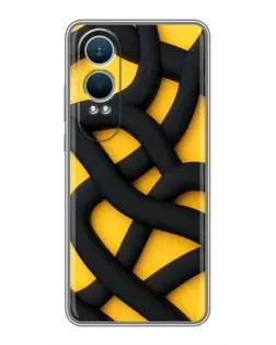 Чехол для OnePlus Nord CE4 Lite с картинкой «Черное желтое переплетение»