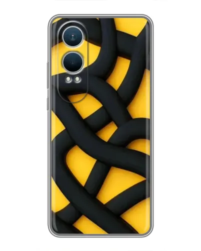 Чехол для OnePlus Nord CE4 Lite с картинкой «Черное желтое переплетение» Чехол для OnePlus Nord CE4 Lite с картинкой «Черное желтое переплетение»