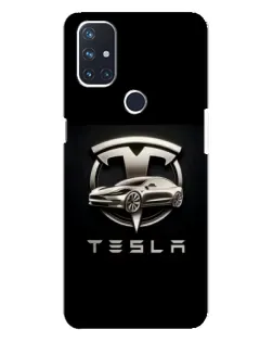 Чехол для OnePlus Nord N10 5G с картинкой «Tesla — серебристое авто»