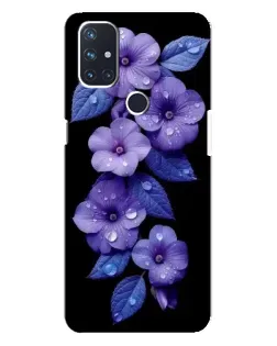 Чохол для OnePlus Nord N10 5G з картинкою «Фіолетові квіти з росою»