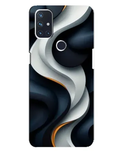 Чехол для OnePlus Nord N10 5G с картинкой «Объемные черно-белые ленты»