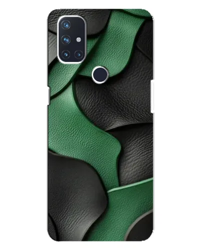 Чехол для OnePlus Nord N10 5G с картинкой «Зеленые кожаные волны»