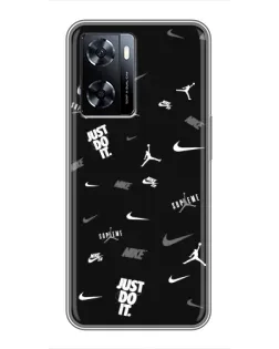 Чехол для OnePlus Nord N20 SE с картинкой «Nike Black Pattern»
