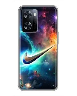 Чехол для OnePlus Nord N20 SE с картинкой «Космический Nike Swoosh»
