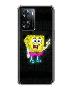 Чехол для OnePlus Nord N20 SE с картинкой «Неоновый Губка Боб»