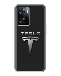 Чехол для OnePlus Nord N20 SE с картинкой «Стальной логотип Tesla»
