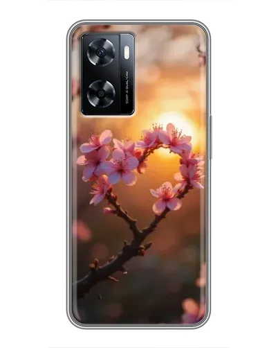 Чехол для OnePlus Nord N20 SE с картинкой «Розовый цвет сердце на фоне заката»