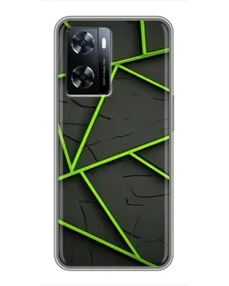 Чехол для OnePlus Nord N20 SE с картинкой «Зеленые геометрические линии»
