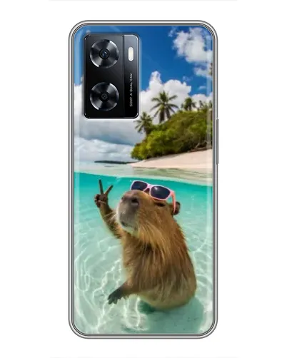 Чехол для OnePlus Nord N20 SE с картинкой «Капибара на море»