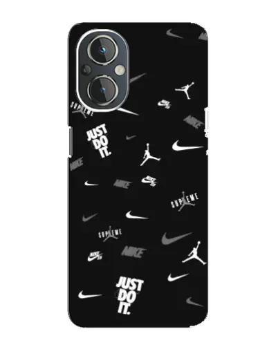 Чехол для OnePlus Nord N20 с картинкой «Nike Black Pattern»