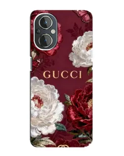 Чехол для OnePlus Nord N20 с картинкой «Gucci — бордовые розы»