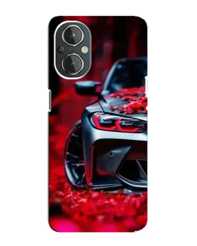 Чехол для OnePlus Nord N20 с картинкой «Спортивная BMW и цветы»