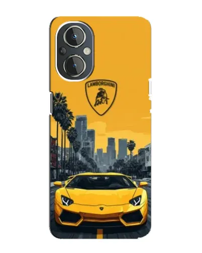 Чохол для OnePlus Nord N20 з картинкою «Жовтий Lamborghini місто»