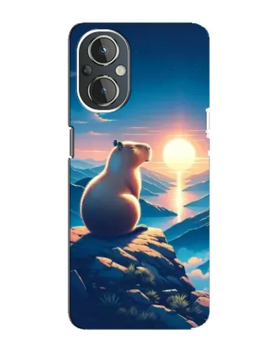 Чехол для OnePlus Nord N20 с картинкой «Закат солнца с капибарой»