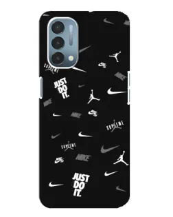 Чехол для OnePlus Nord N200 5G (DE211) с картинкой «Nike Black Pattern»