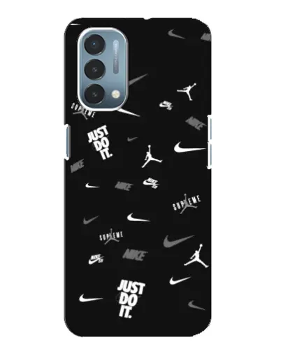 Чехол для OnePlus Nord N200 5G (DE211) с картинкой «Nike Black Pattern»