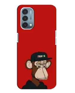 Чехол для OnePlus Nord N200 5G (DE211) с картинкой «Bored Ape — красный фон»