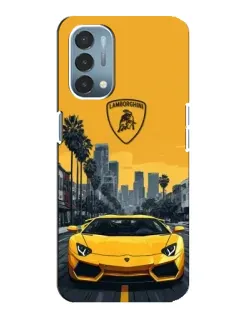 Чехол для OnePlus Nord N200 5G (DE211) с картинкой «Желтый Lamborghini город»