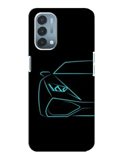 Чехол для OnePlus Nord N200 5G (DE211) с картинкой «Голубой силуэт Lamborghini»