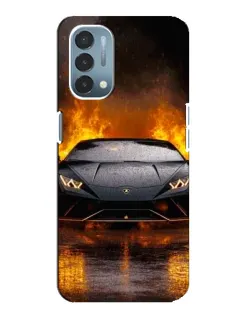 Чехол для OnePlus Nord N200 5G (DE211) с картинкой «Lamborghini в огне»