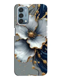 Чехол для OnePlus Nord N200 5G (DE211) с картинкой «Белый цветок и золотой флюид»