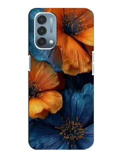 Чехол для OnePlus Nord N200 5G (DE211) с картинкой «Яркая сине-оранжевая флора»