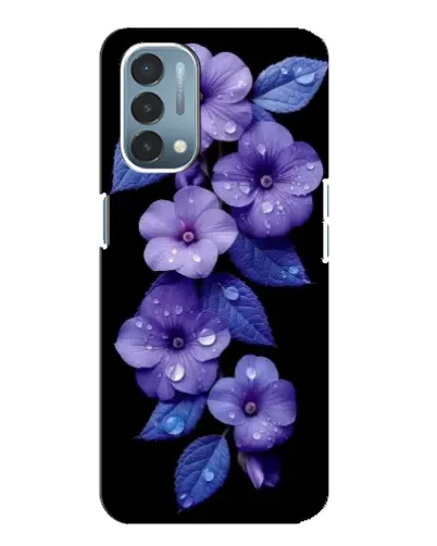 Чехол для OnePlus Nord N200 5G (DE211) с картинкой «Фиолетовые цветы с росою»