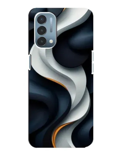 Чехол для OnePlus Nord N200 5G (DE211) с картинкой «Объемные черно-белые ленты»