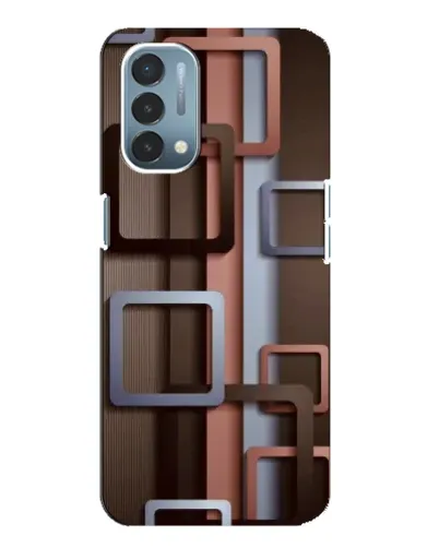 Чехол для OnePlus Nord N200 5G (DE211) с картинкой «Коричневые объемные квадраты»