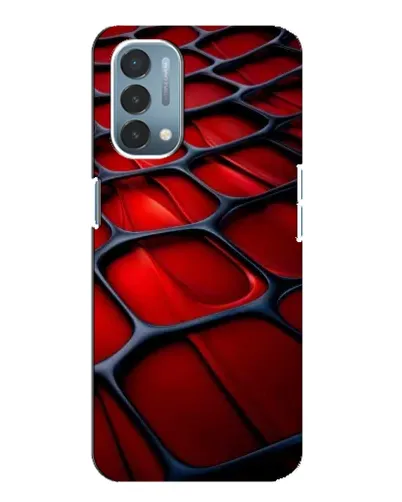 Чехол для OnePlus Nord N200 5G (DE211) с картинкой «Красная глянцевая сетка»
