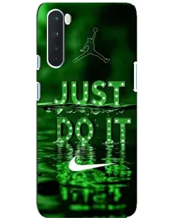 Чехол для OnePlus Nord с картинкой «Зеленый неоновый Nike»
