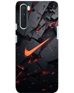 Чехол для OnePlus Nord с картинкой «Nike — эффект разломов»
