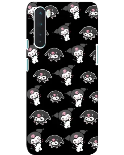Чехол для OnePlus Nord с картинкой «Черный паттерн Kuromi»