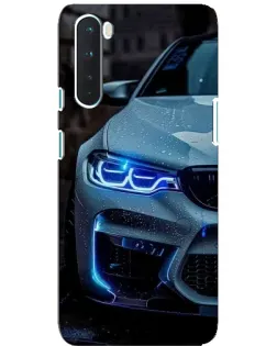 Чехол для OnePlus Nord с картинкой «Взгляд BMW с синими фарами»
