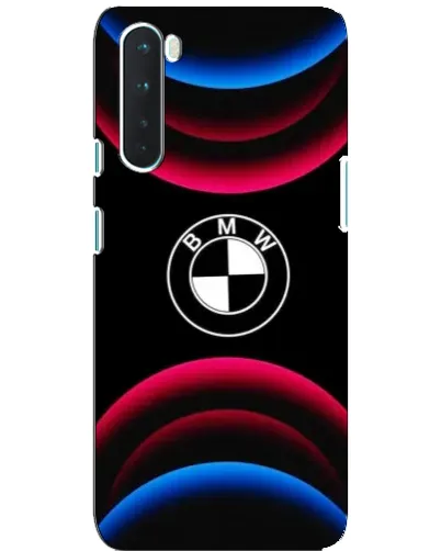 Чехол для OnePlus Nord с картинкой «Логотип BMW и неоновые дуги»