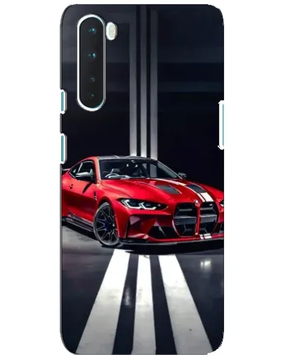 Чехол для OnePlus Nord с картинкой «Красная BMW на дороге»