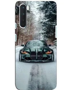 Чехол для OnePlus Nord с картинкой «BMW в зимнем лесу»