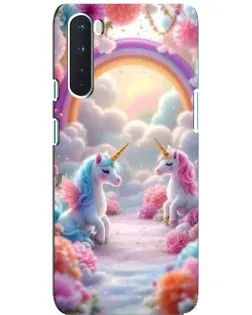 Чехол для OnePlus Nord с картинкой «Радуга и единороги»