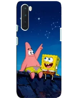 Чехол для OnePlus Nord с картинкой «Губка Боб и Патрик ночью»