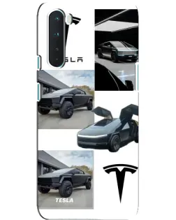 Чехол для OnePlus Nord с картинкой «Коллаж Cybertruck Tesla»